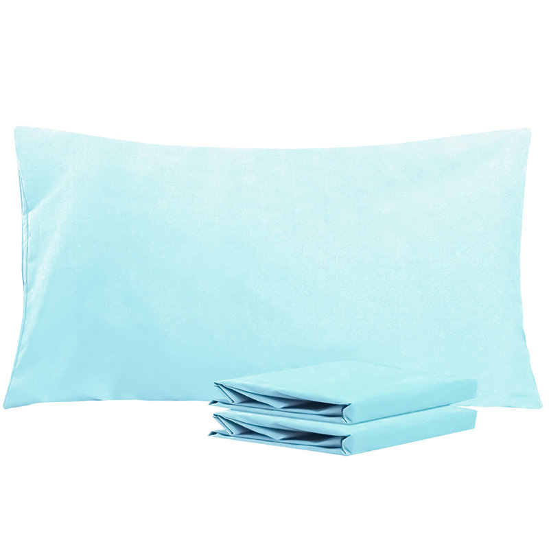Taies d'oreiller de lit, 1800 taies d'oreiller en microfibre brossée avec fermeture à enveloppe - NTBAY, Bleu clair