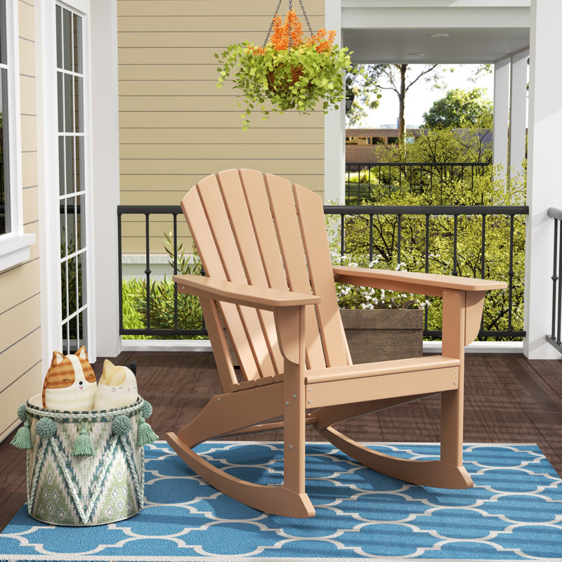 Chaise Adirondack berçante en PEHD Altura, Teck