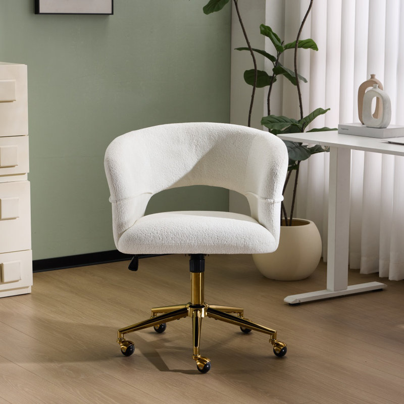 Chaise de bureau pivotante 25,1 pouces, Blanc