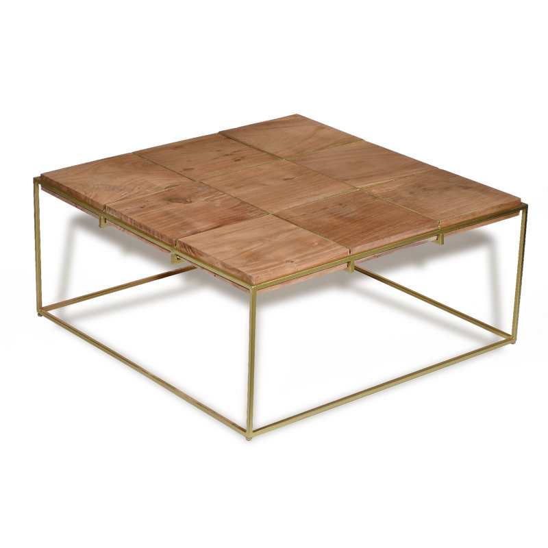 Table basse Rico, H 16 po x L 37 po x p 37 po, Naturel, Laiton