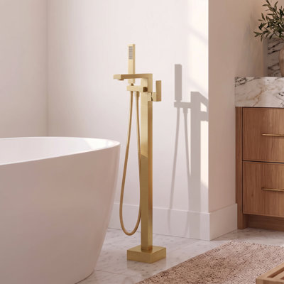 Cube Floor Tub Spout with Diverter