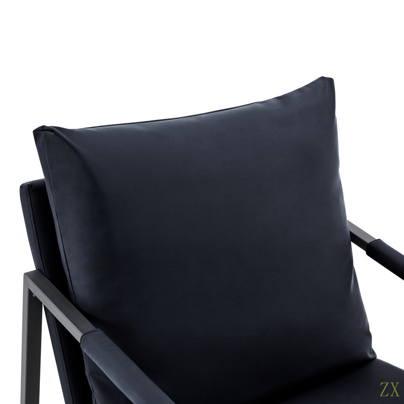 Fauteuil d'appoint moderne en similicuir, fauteuil rembourré simple avec structure en métal robuste, fauteuil de lecture industriel pour salon, chambre, bureau, salle d'attente