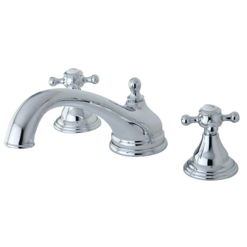 Kingston Brass Vintage Two-Handle 3-Hole Deck Mount Roman Tub Faucet, Polished Chrome