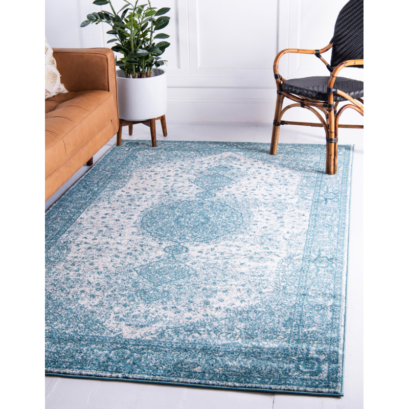 Tapis oriental turquoise Rizo Pat, Rectangle 8 pi x 11 pi