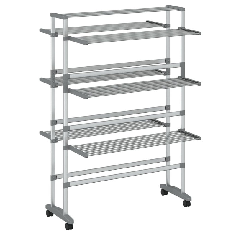 Aluminum 3-Tier Foldable Laundry Drying Rack with Wheels