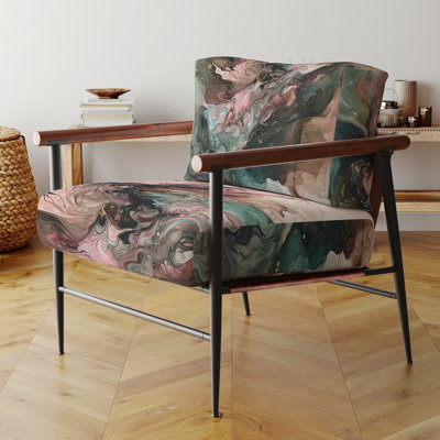 Fauteuil d'appoint rembourré rose et vert Inner Worlds of Marble III