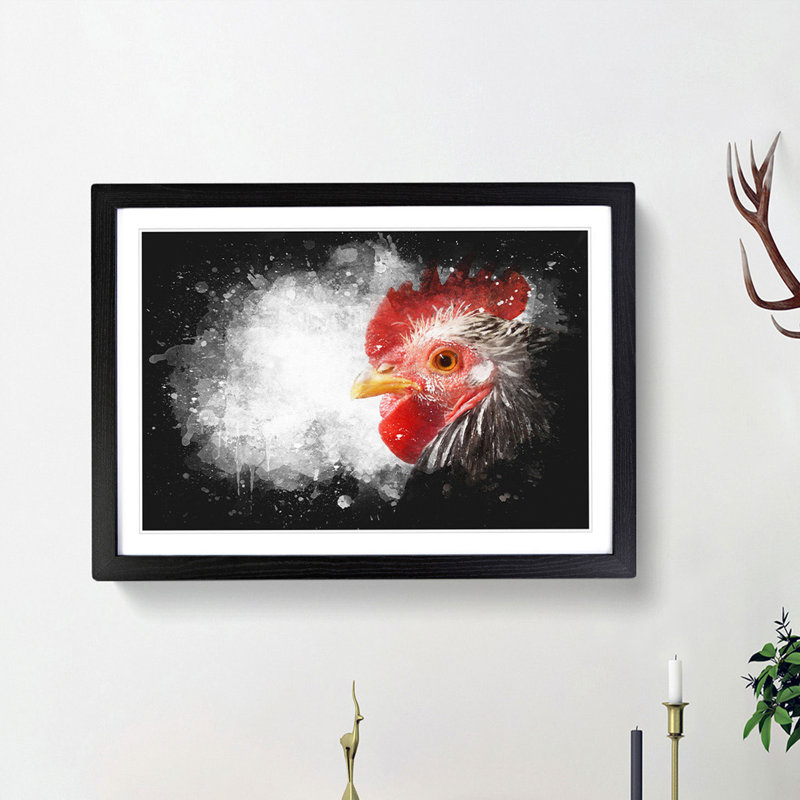Grey Rooster Looking West - Picture Frame Graphic Art Print, 45cm H x 63cm W x 2cm D, Black Framed