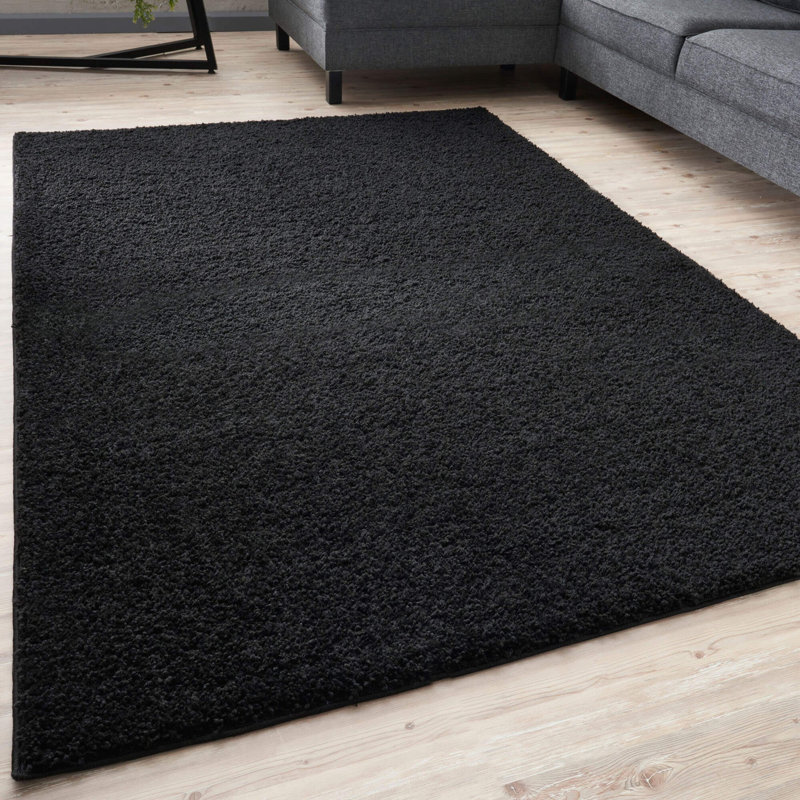 Myshaggy Collection Rugs Solid Design in Black, Rectangle 180 x 270cm