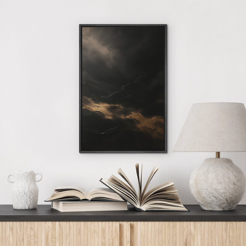 Reproduction d'art abstrait sur toile encadrée pour décoration intérieure moderne, Noir, H 24 po x l 16 po