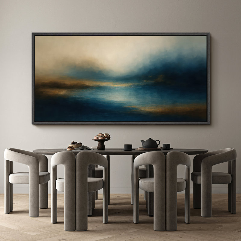 Grande impression sur toile encadrée, impression de paysage abstrait pour la décoration intérieure moderne, Noir