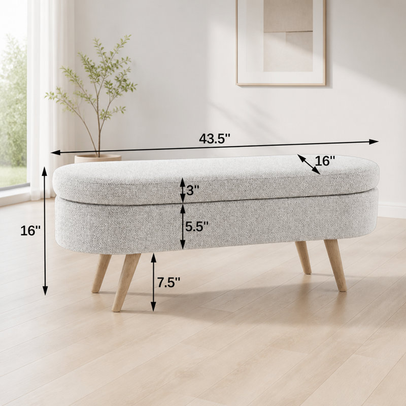 Banc de rangement repose-pieds ovale avec pieds en métal, Pink