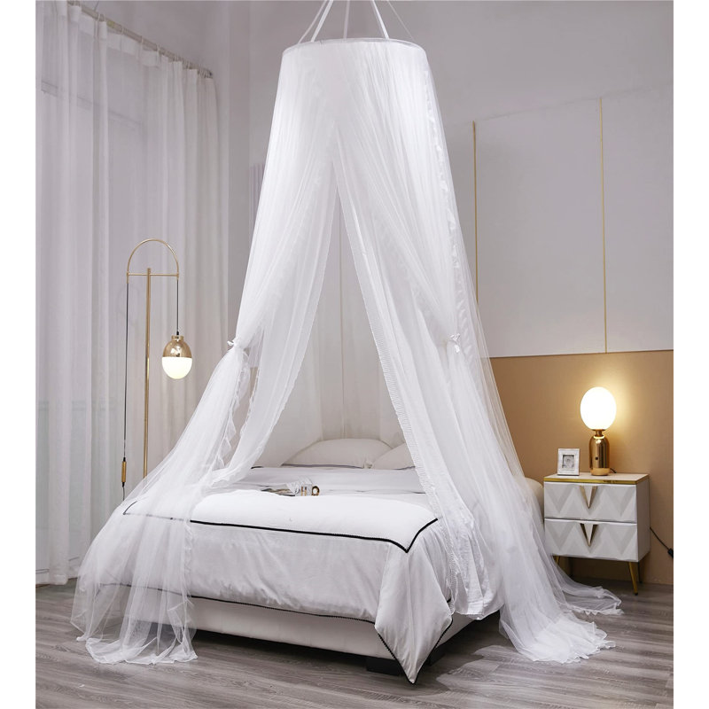 White Double Layer Princess Dome Bed Canopy