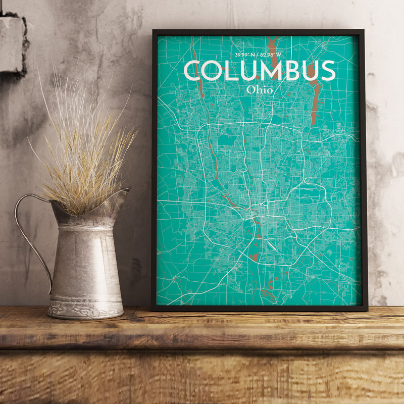 Columbus City Map - No Frame Print, 43.2cm H x 27.9cm W x 0.13cm D
