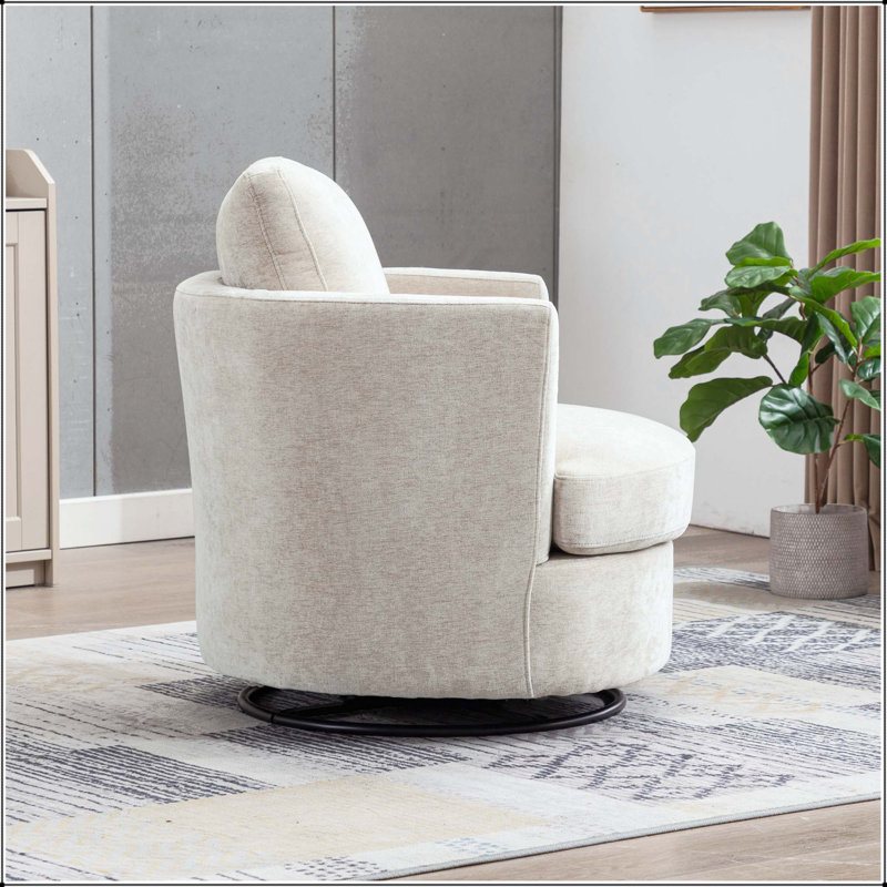 Fauteuil demi-tonneau 31,9 "pivotant à 360 ° 31,3 po avec siège amovible, Beige