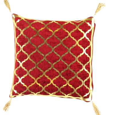 Moroccan Tassels Velvet Silk Throw Pillow