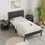 Ensemble de chambre à coucher de style campagnard industriel 3 pièces, lit plateforme simple avec 2 tables de chevet, cadre de lit en acier avec tête et pied de lit en bois rustique, table de chevet avec tiroir et station de charge, aucun sommier nécessaire-2040815763-2057732867
