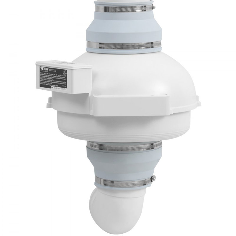 Système de ventilateur d'atténuation de radon de 6 à 4,5 po pour conduit silencieux intégré de 380 pi³ / min