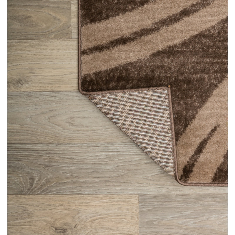 Tapis brun / gris / crème à motif abstrait Devonshire, Tapis de couloir 2 pi x 10 pi