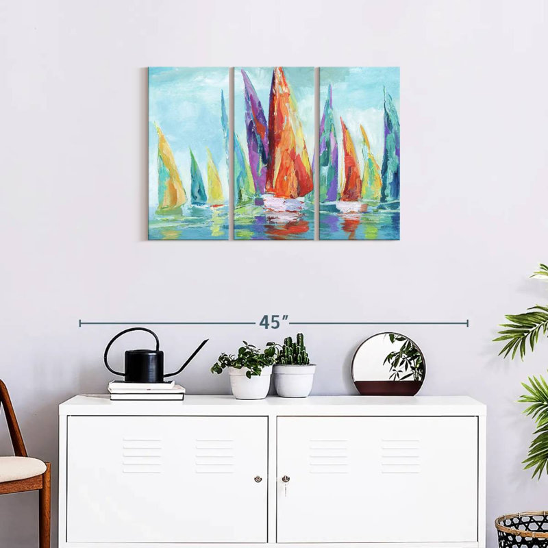 " Fine Day Sailing I " 3 - Pieces, 20" H x 33" W x 1.25" D