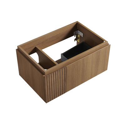 Armoire 30 po MURI en chêne brun à grain de bois contreplaqué avec une porte et un tiroir