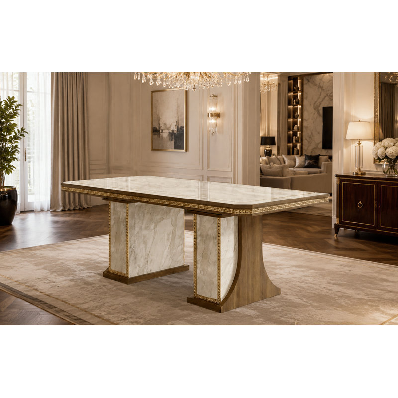 Table de salle à manger rectangulaire de luxe avec double extension