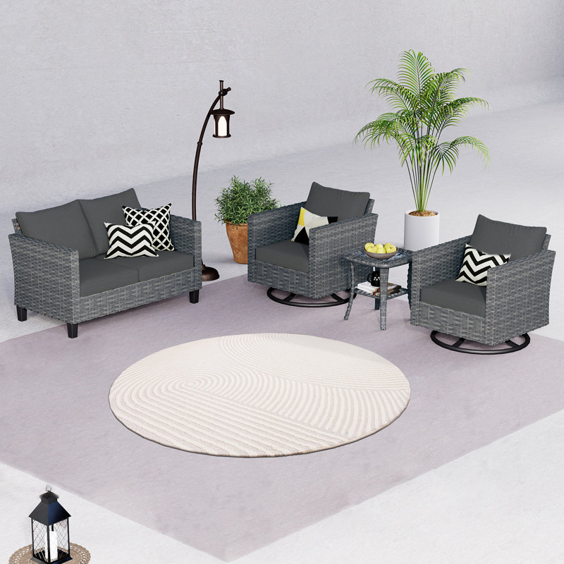 Ensemble de mobilier d'extérieur 7 pièces, Noir