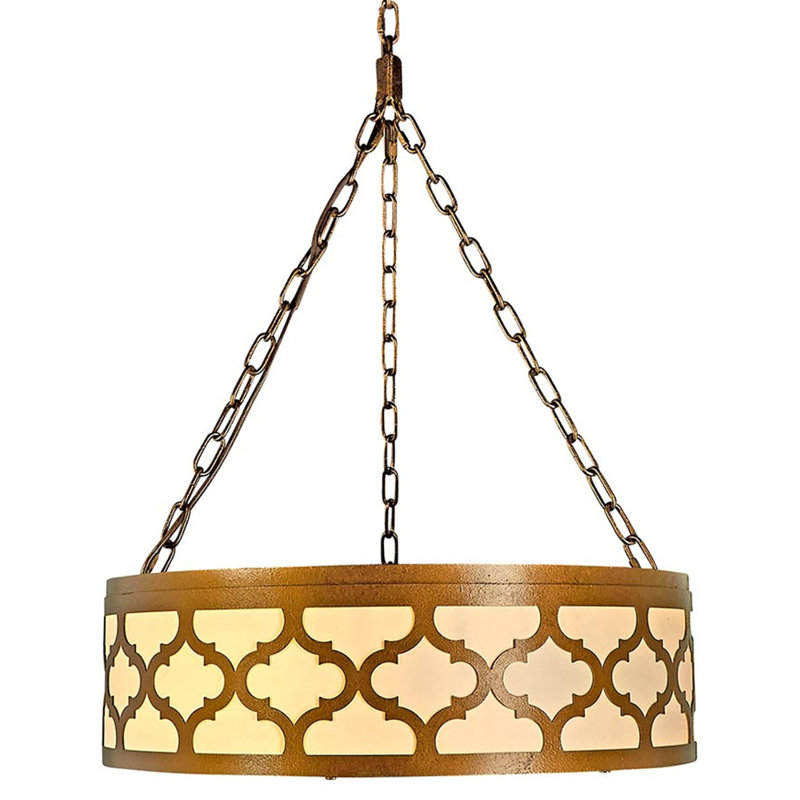 Lustre tambour 4 lumières, Laiton bronzé