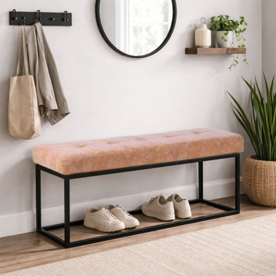  Modern Faux Leather Upholstered Bench 