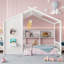 Lit sur pied pour enfant, lit Montessori avec tablette de rangement, lit de jeu avec toit-1978763153-1978763154