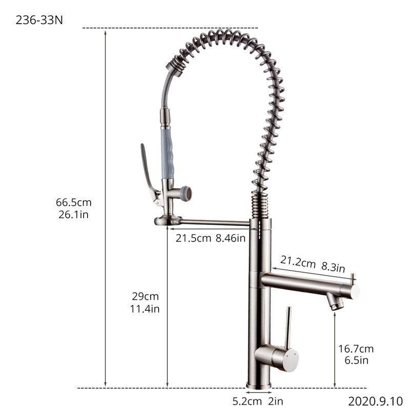 Brushed Nickel Kitchen Faucet With Adjustable Pull Down , For Contemporary Kitchens Hot And Cold Surface, Build