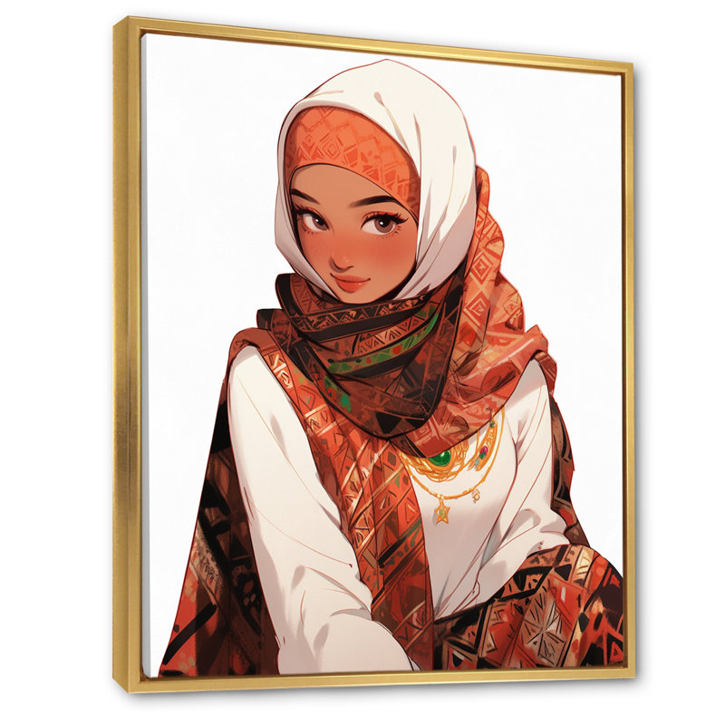 Portrait d'une belle princesse Musulmane I, Cadre flottant doré, H 32 po x l 16 po x P 1 po