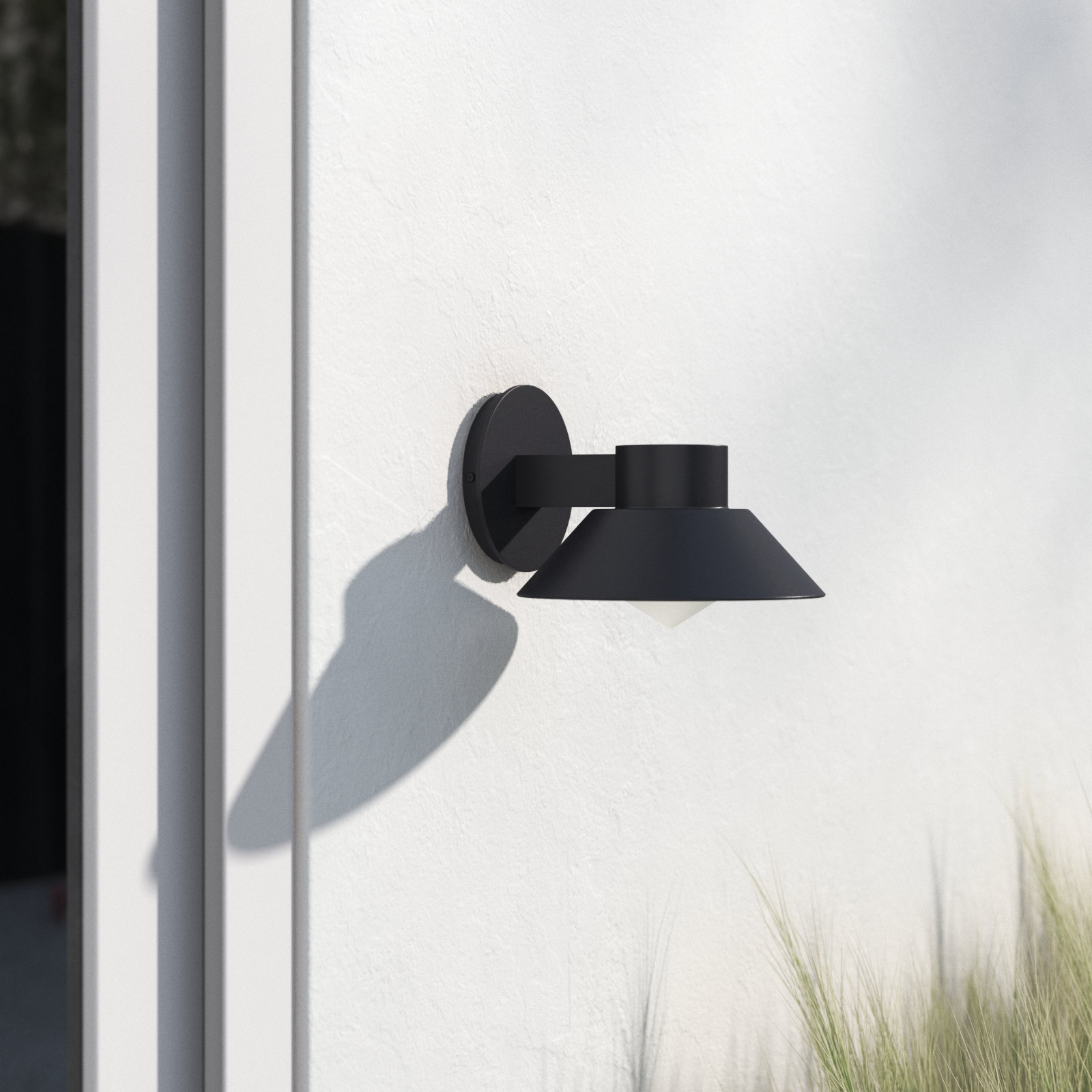 Erikson Integrated LED Outdoor Armed Sconce, Black, 6.5" H x 8" W x 9" D