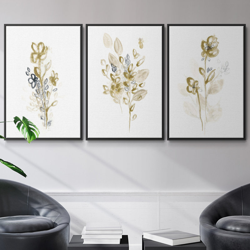 Ensemble de 3 toiles tendues bronze bronze, Noir, H 36 po x l 72 po