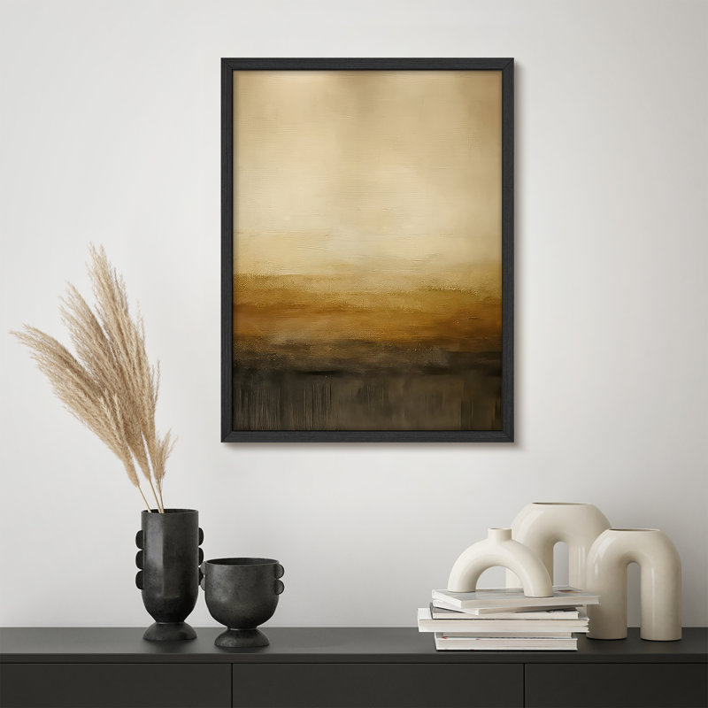 Reproduction d'art encadrée abstraite pour décoration intérieure moderne, H 14 po x l 11 po, Naturel