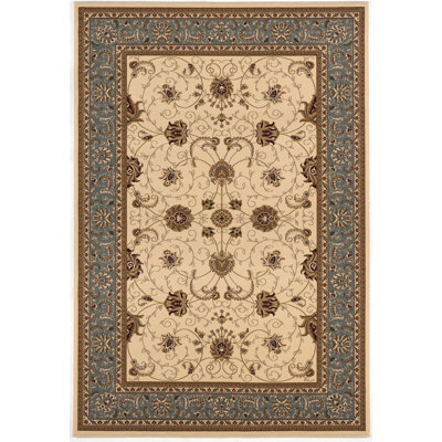 Rug Branch Yasmin 10' x 13' (9'9" x 13'3") Beige/Blue Persian Medallion Indoor Area Rug, Traditional, Low Pile, Stain-Resistant Carpet - Living Room, Bedroom, Dining Room, and Kitchen