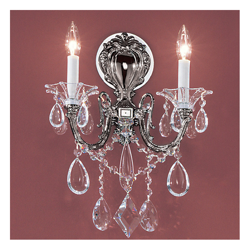 Lampe murale bougie 2 lumières Fabry, Crystalique, Perle ébène