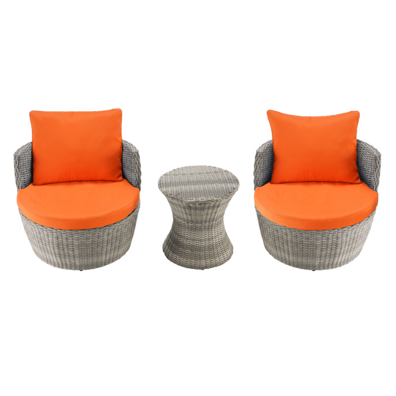 Tidwell 2 - Person Patio Conversation Set, Orange, Gray