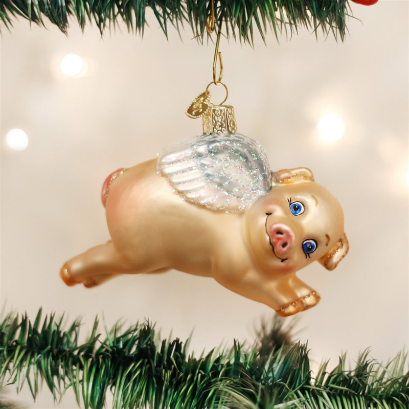 Décorations de Noël en verre soufflé de l'Ancien Monde pour arbre de Noël, cochon volant