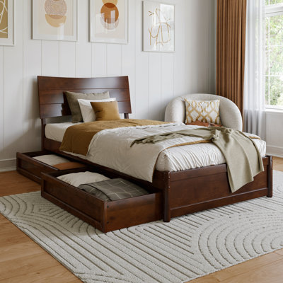 Harlowe Wood Platform Bed with Storage Drawers