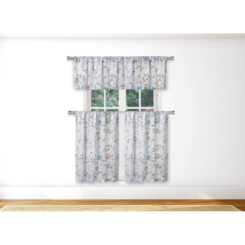 Donik Floral Tailored Kitchen Curtain, Blue