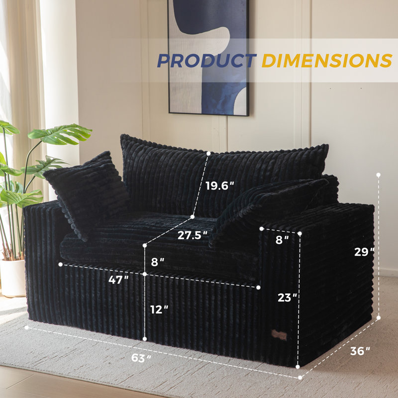 Fauteuil à billes Boneless, Noir, H 29 po x l 63 po x P 36 po