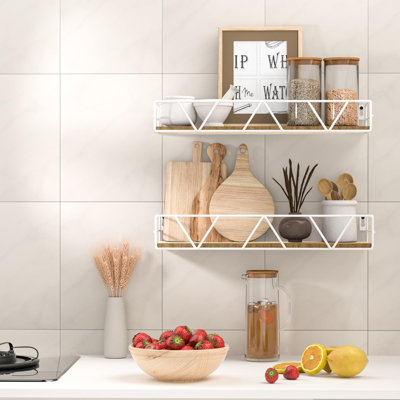 Ensemble de 3 tablettes flottantes, tablette murale en bois pour la maison, tablette de ferme pour chambre à coucher, tablette flottante murale (blanc)