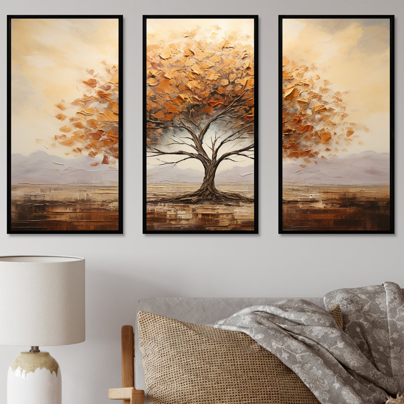 Arbre sauvage - Art mural africain, H 28 po x l 36 po x P 1 po, Cadre flottant noir