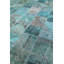 Tapis bleu / vert / noir à motif de patchwork unique 9 pi 9 po x 13 pi 1 po Overdye