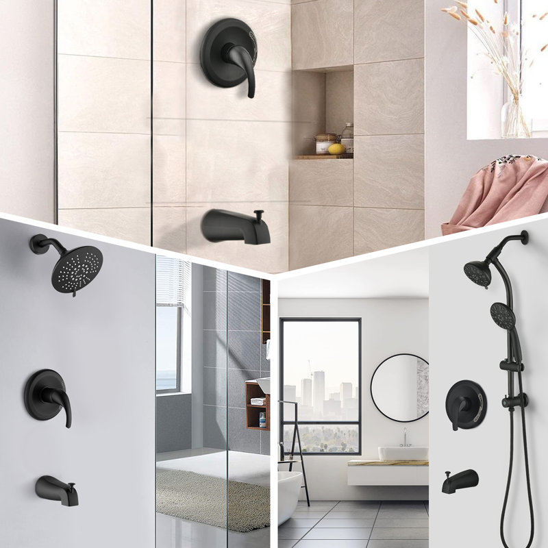 1 Handle Bathroom Bath Shower Mixer, Noir mat