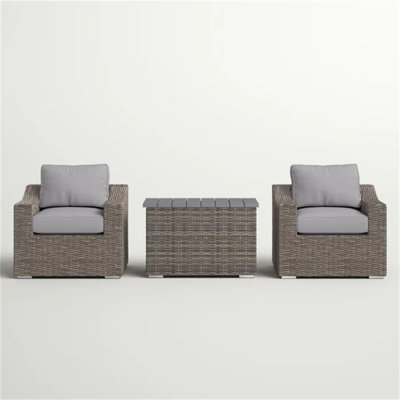 Ensemble de conversation chic en osier de rotin pour 2 personnes avec coussins moelleux - idéal pour les rassemblements extérieurs confortables