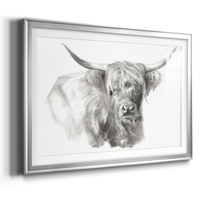 «Soft Focus Highland Bétail I», impression sur papier, Argent, H 19 po x l 27 po x P 1,5 po