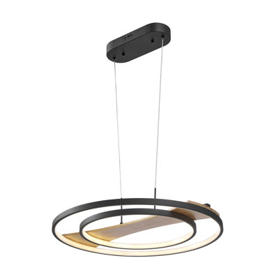 Lustre satiné noir et bois