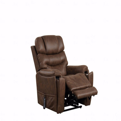 With Recliner Function Walnut Finish Transitional Style Lift Chair Dual Lift Motor Mechanism Steel Seat Box Usb Port Wired Controller