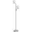 Dual Head Globe Glass Floor Lamp, Silver Tone LED Standing Light with 3 Light Modes for Bedroom Living Space